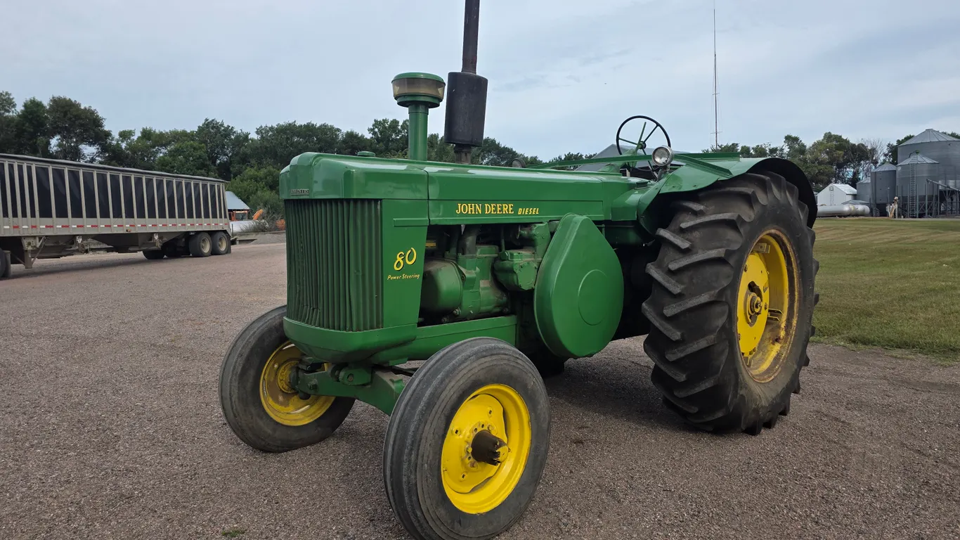 1955 John Deere 80 Wide Front Tractor, Power Steering, Starts and Pony Motor is in Working Order, 18