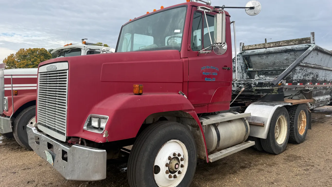 1987 Freightliner Semi, 855 Cummins Engine, 9 Speed, 11R 24.5 Rubber, New Front Steers, 4 New Tires