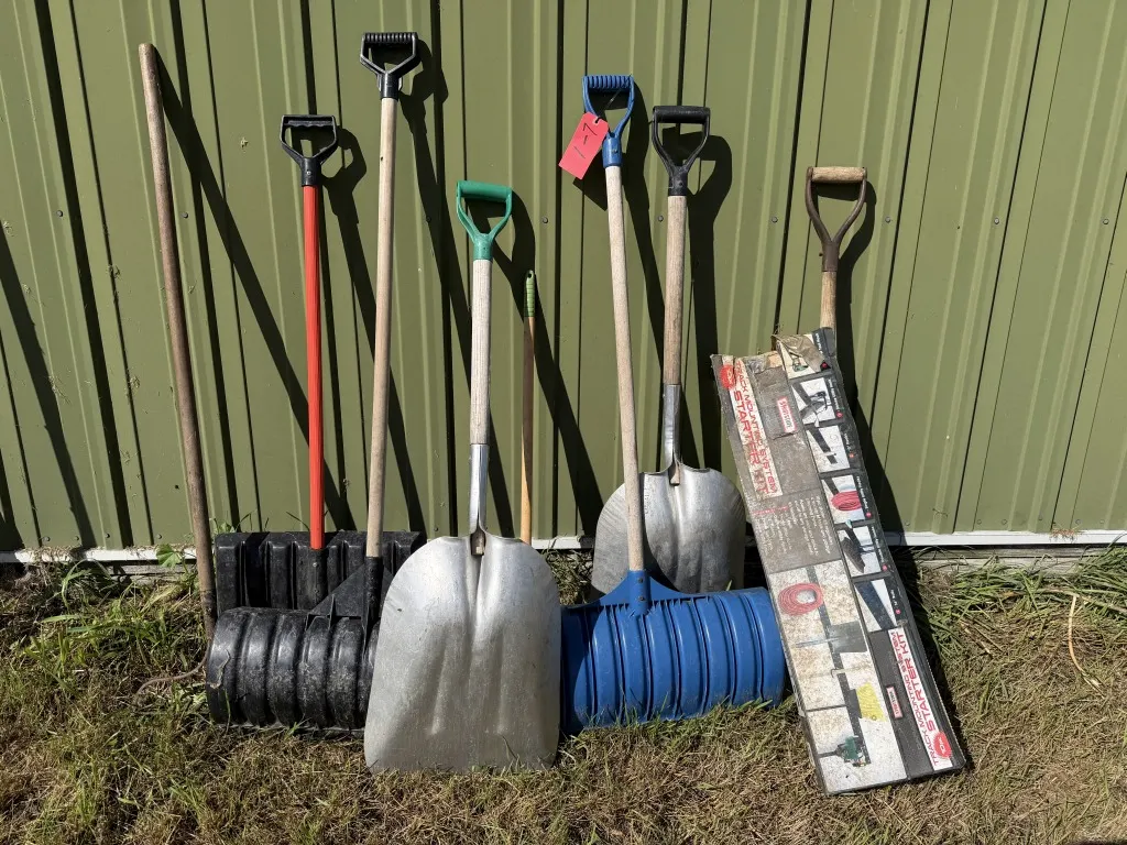 Assortment Of Shovels And Wall Rack (Lot 1)