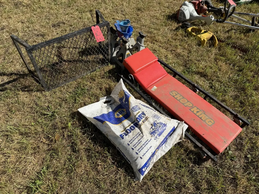 Shop King Creeper, 4 Jacks, Bag Of Floor Dry, And Metal Step (Lot 23)