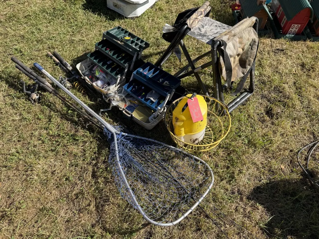 Fishing Rods, Tackle Box, And Miscellaneous Fishing Supplies (Lot 32)