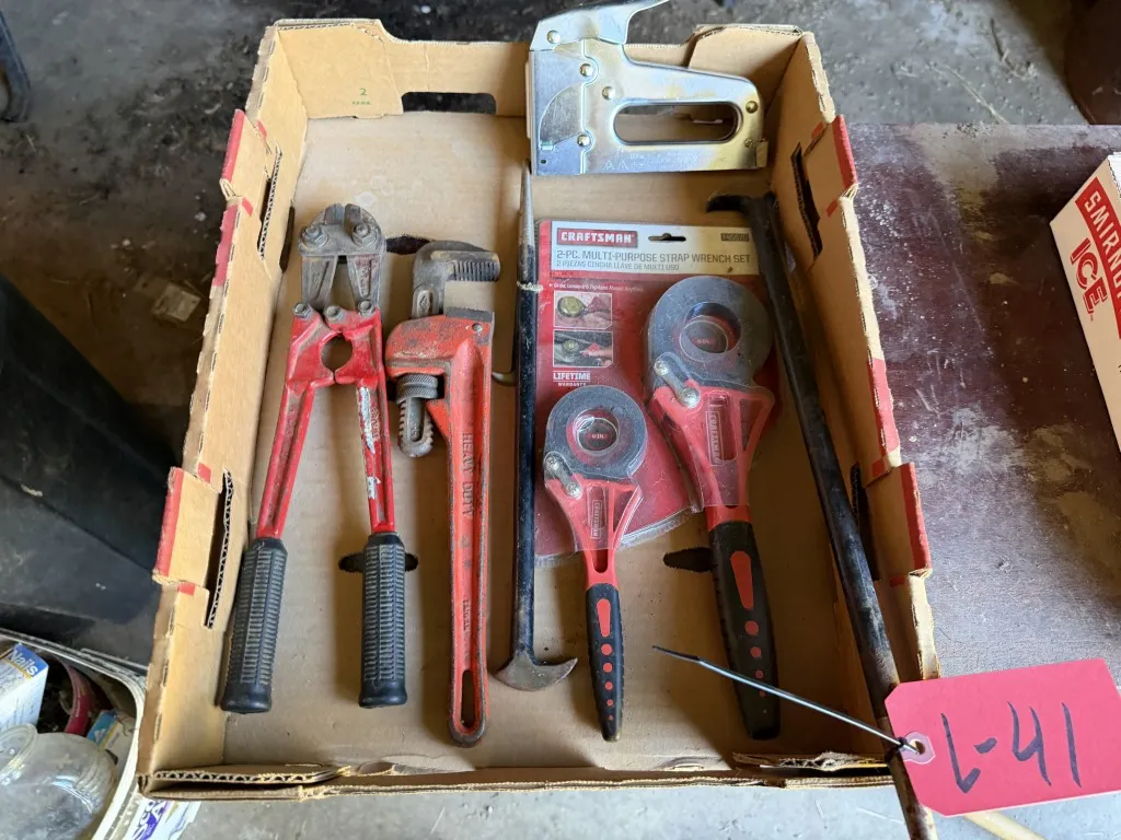 Strap Wrenches, Bolt Cutters, And Pipe Wrench (Lot 41)