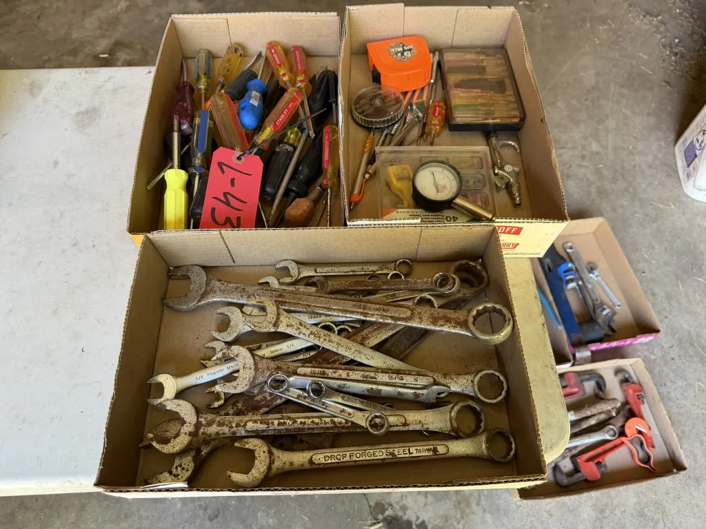 3 Boxes Of Miscellaneous Hand Tools And Wrenches (Lot 43)