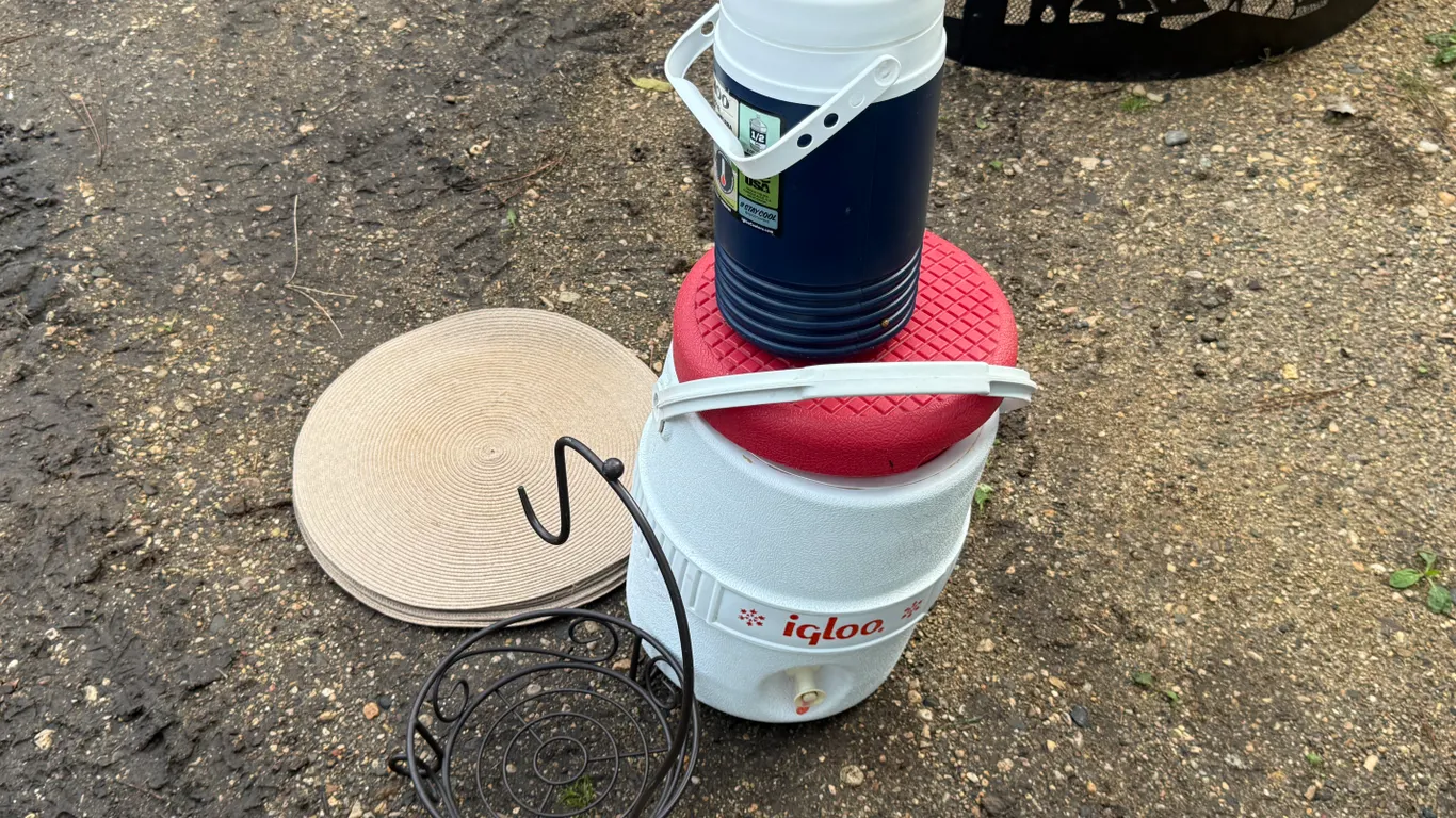 2 Igloo Coolers And Metal Plant Stand, Buying All for One Money