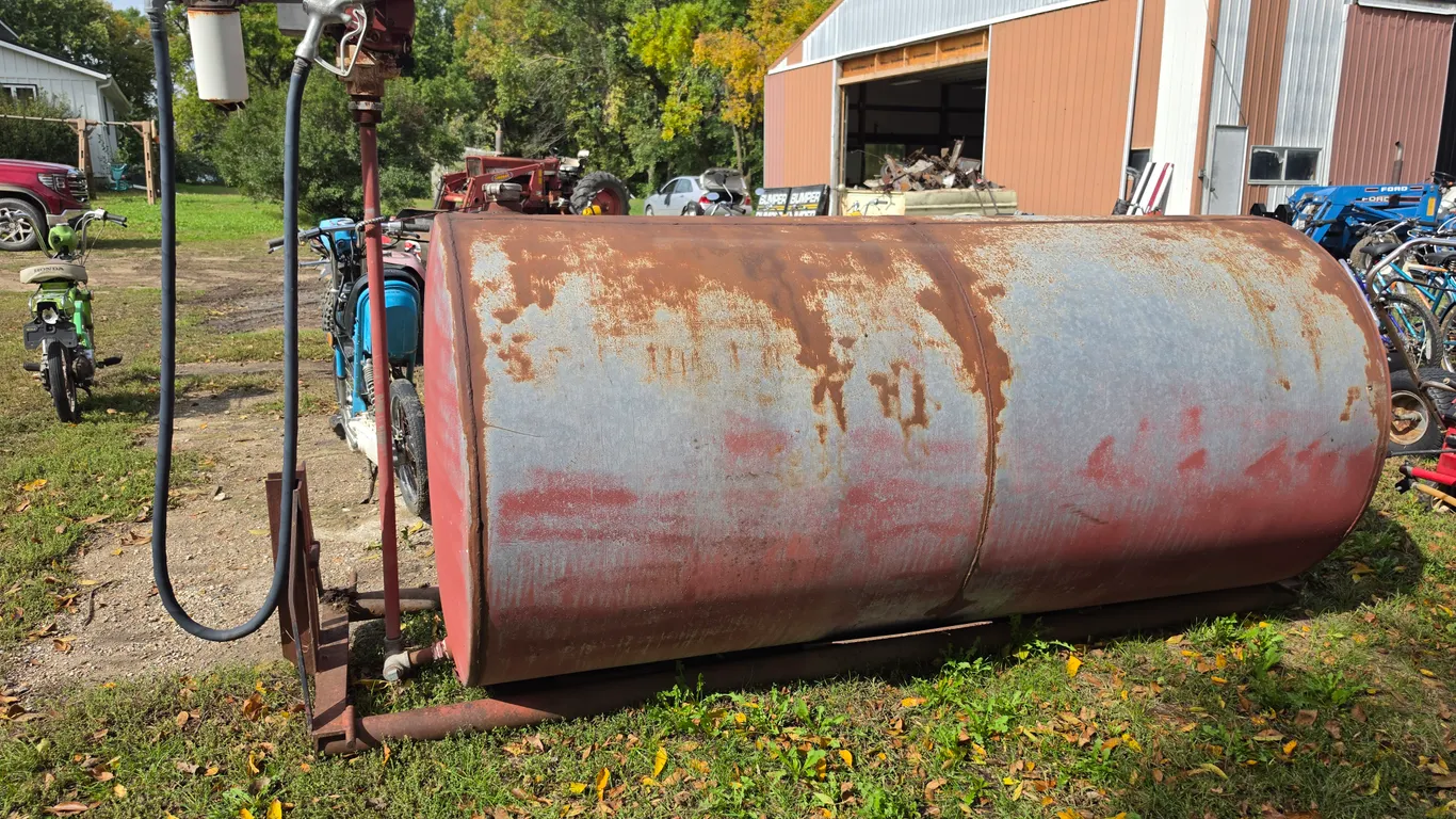 Approx 500 Gallon Fuel Barrel, Pump in Unknown Working Condition, Was Used for Gas
