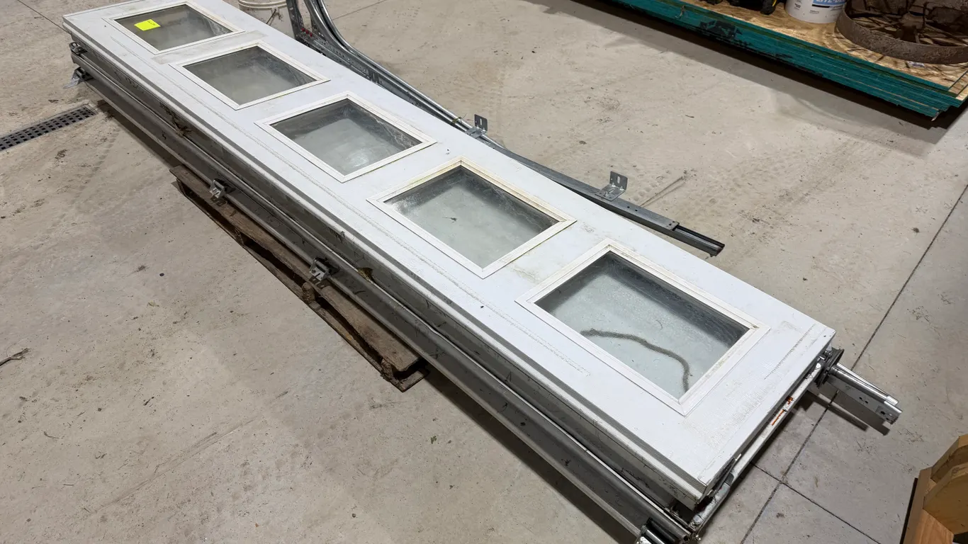 Used 10’ x 8’ Garage Door with Track and Hardware