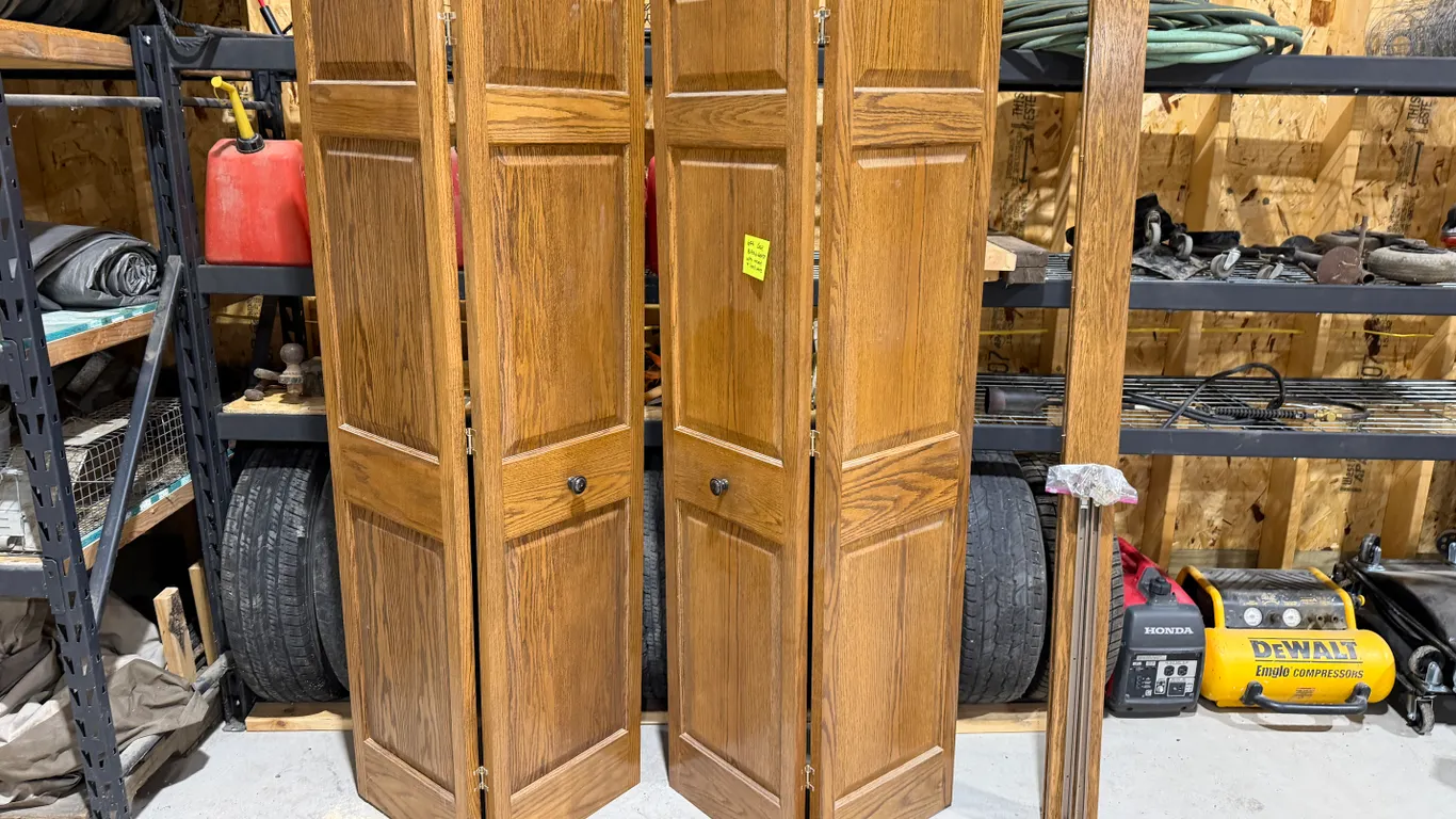 6’ x 79” Oak Bifold Doors with Track and Hardware