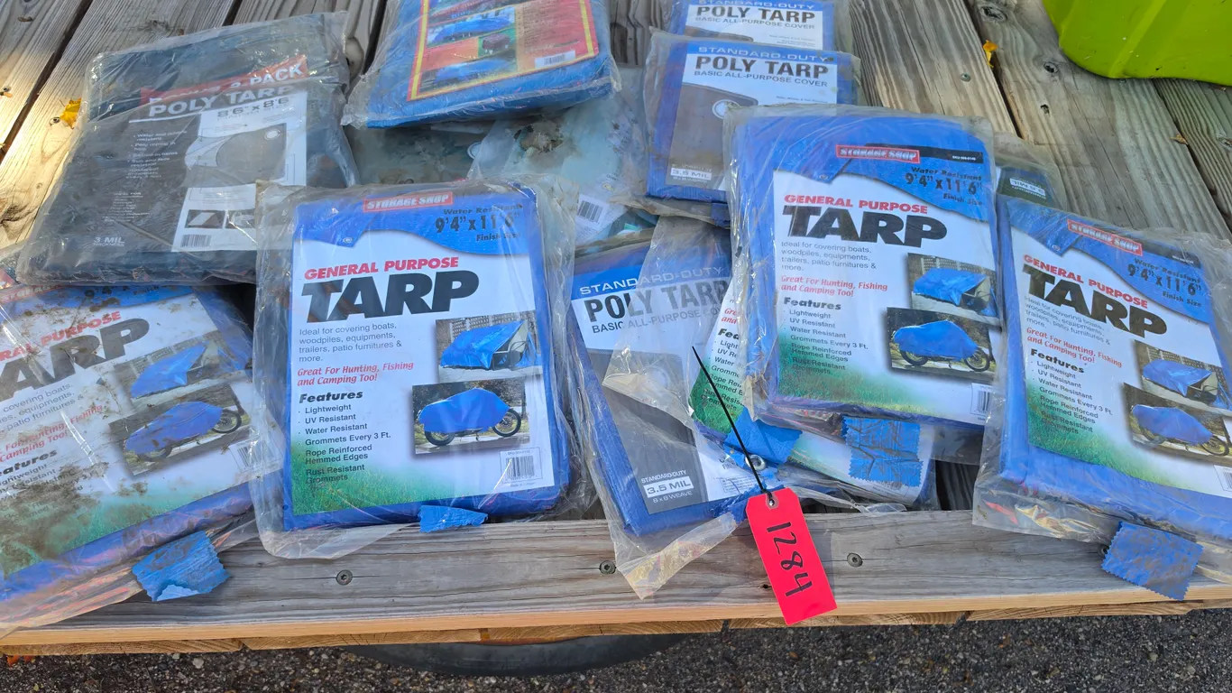 Assortment of Poly Tarps, Mostly New, *MUST BE PICKED UP BY FRIDAY, OCTOBER 23RD @ 4:00 PM. NO EXCEP
