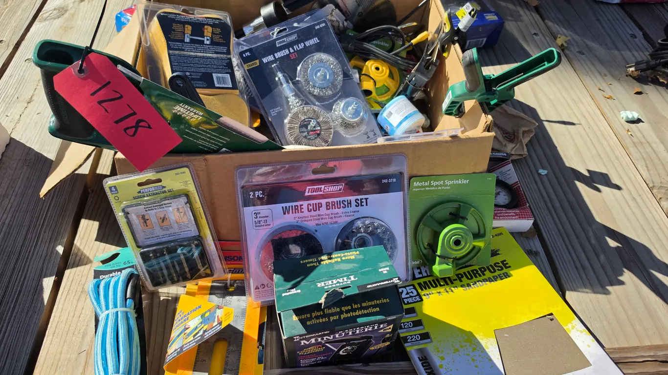 Road Repair Kit, Outdoor Timer, Slide Square, Screw Extractor Set, Wire Cup Brush Set, and More, *MU