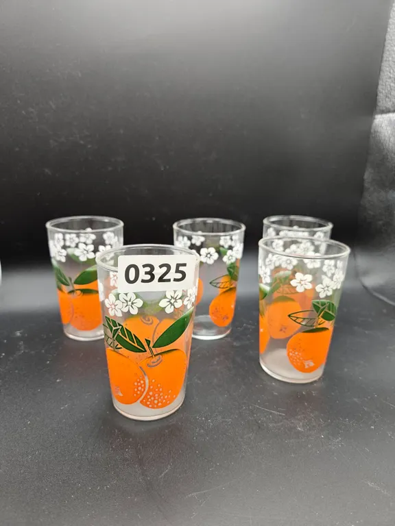 Vintage Orange Motif Glass Tumblers