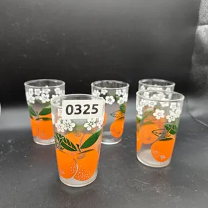 Vintage Orange Motif Glass Tumblers