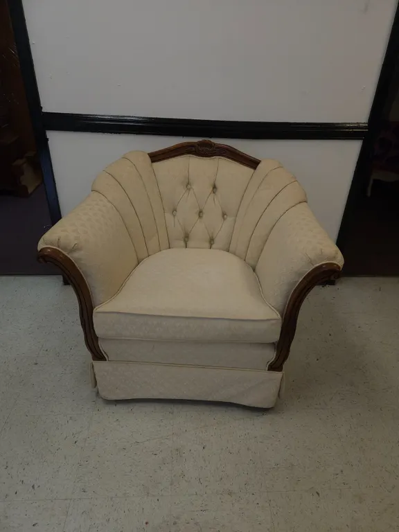 Upholstered Armchair with Wood Frame