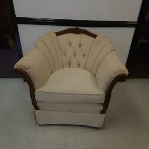 Upholstered Armchair with Wood Frame