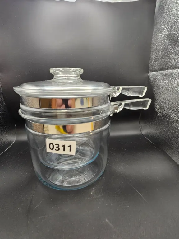 Vintage Glass Double Boiler with Lid