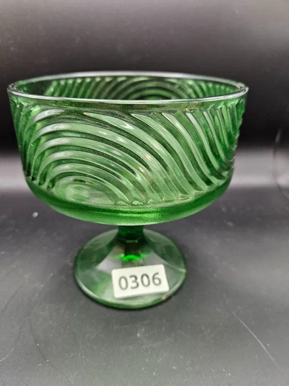 E.O Brody Co. Green Glass Pedestal Dish