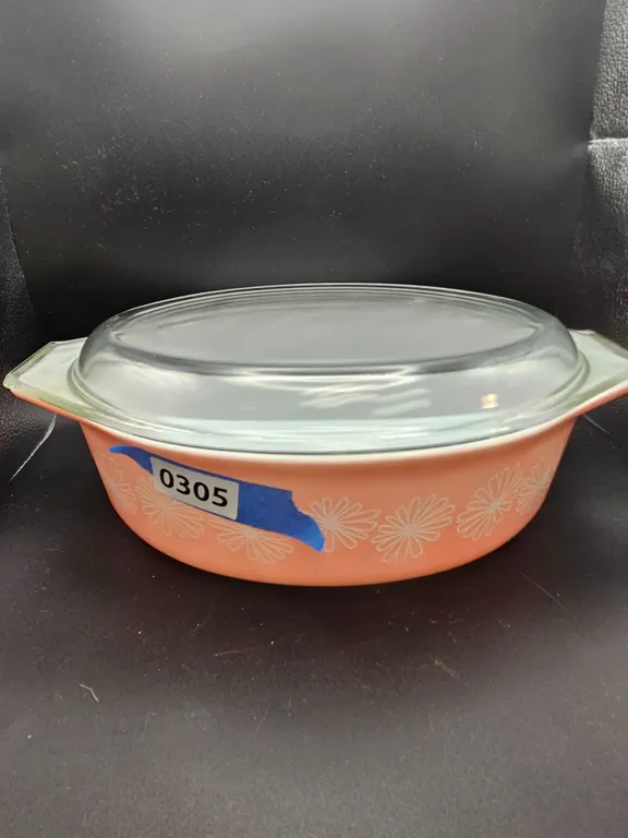 Vintage Pyrex Pink Daisy Oval Casserole Dish Pyrex