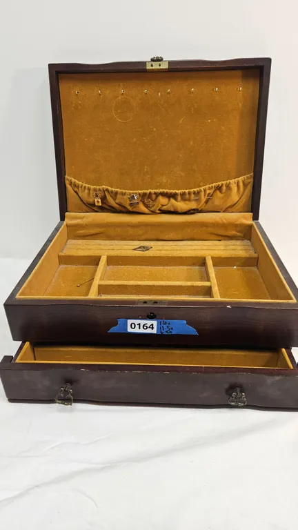 Wood Jewelry Box with Pull-Out Drawer