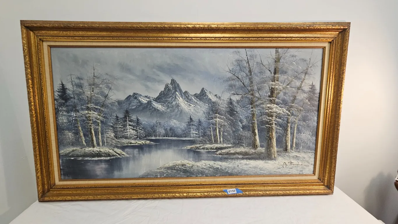 Antonio Winter Mountain Landscape Oil Painting