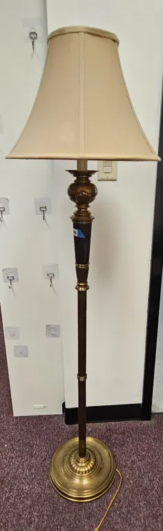Traditional Style Brass and Dark Column Floor Lamp