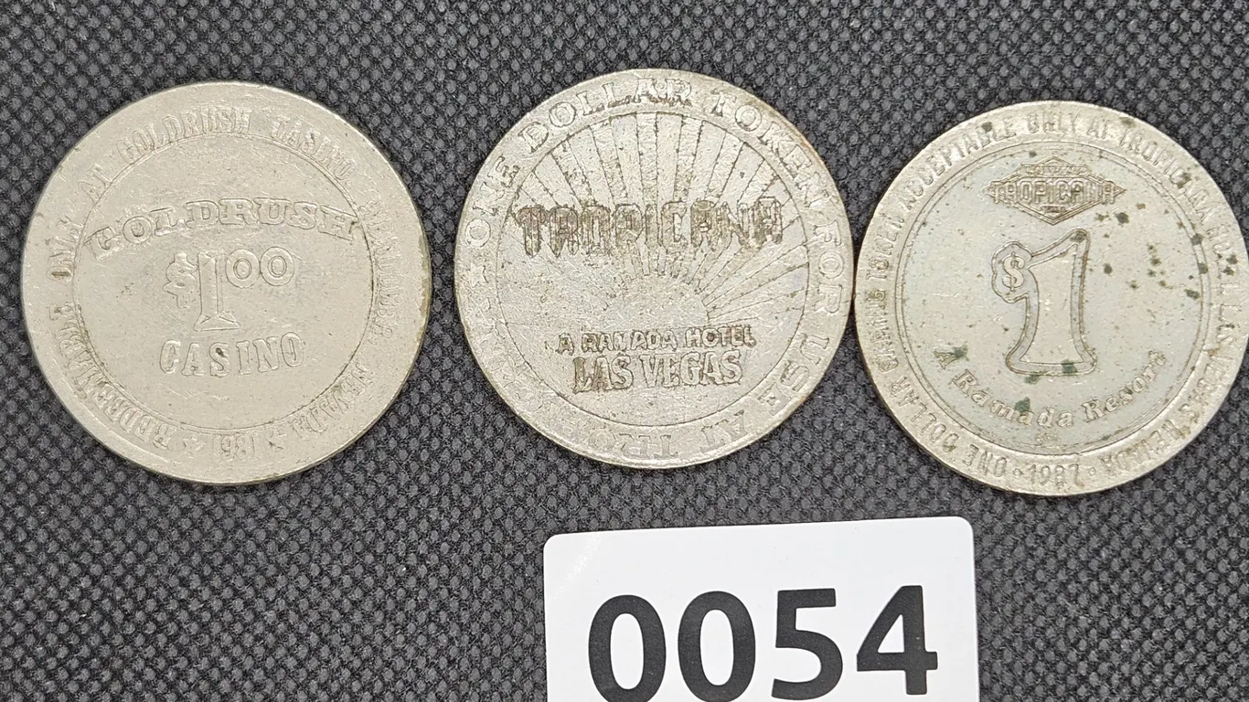Collection of Three Vintage Casino Gaming Tokens
