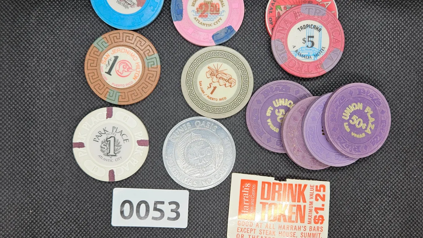 Collection of Vintage Casino Chips and Tokens