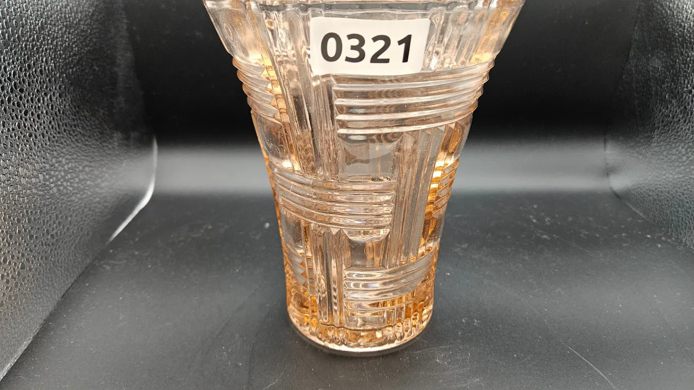 Peach Art Deco Style Glass Vase