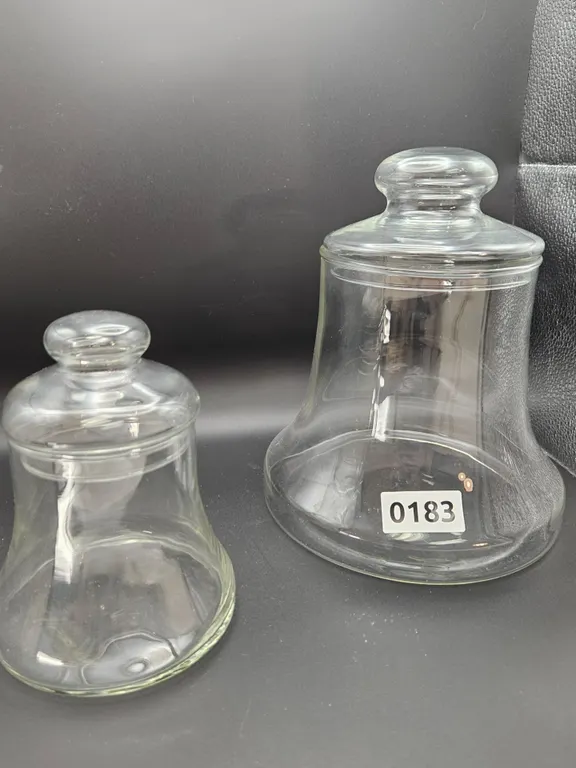 Two Glass Bell-Shaped Cloche Jars