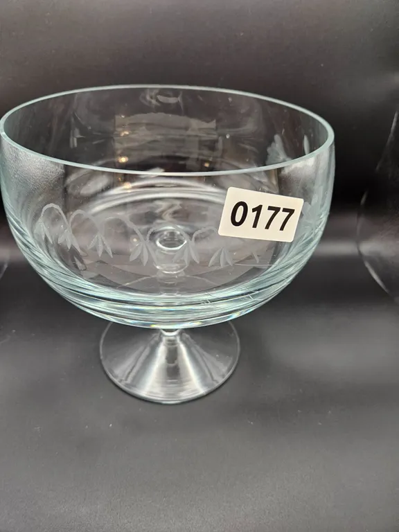 Etched Glass Pedestal Bowl