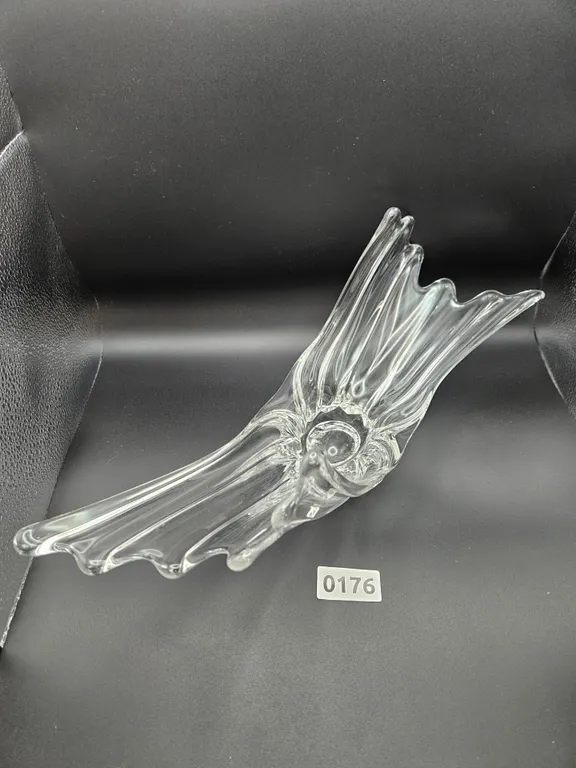 Clear Wavy Scalloped Glass Dish