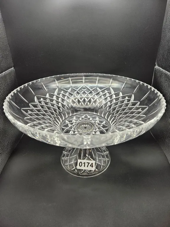 Diamond Cut Glass Pedestal Bowl