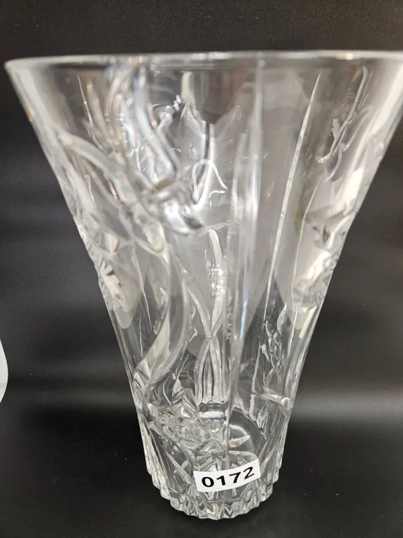 Clear Cut Glass Floral Vase