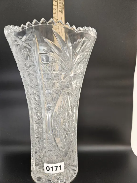 Cut Glass/Crystal Vase with Sawtooth Rim