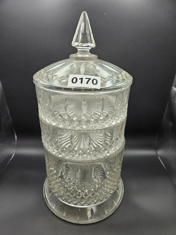 Clear Pressed Glass Tiered Candy Dish