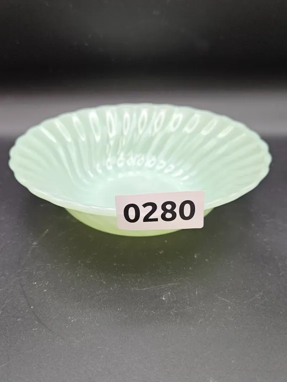 Jadeite Scalloped Fluted Glass Bowl