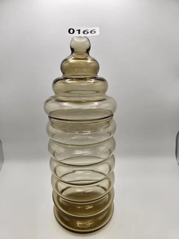 Amber Ribbed Glass Jar with Lid