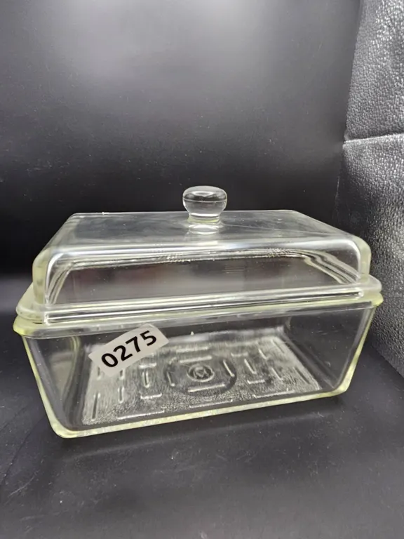 Vintage Clear Glass Lidded Rectangular Dish