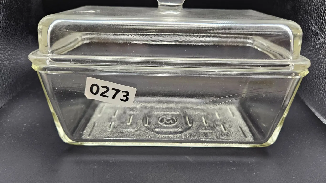 Vintage Clear Glass Rectangular Covered Dish