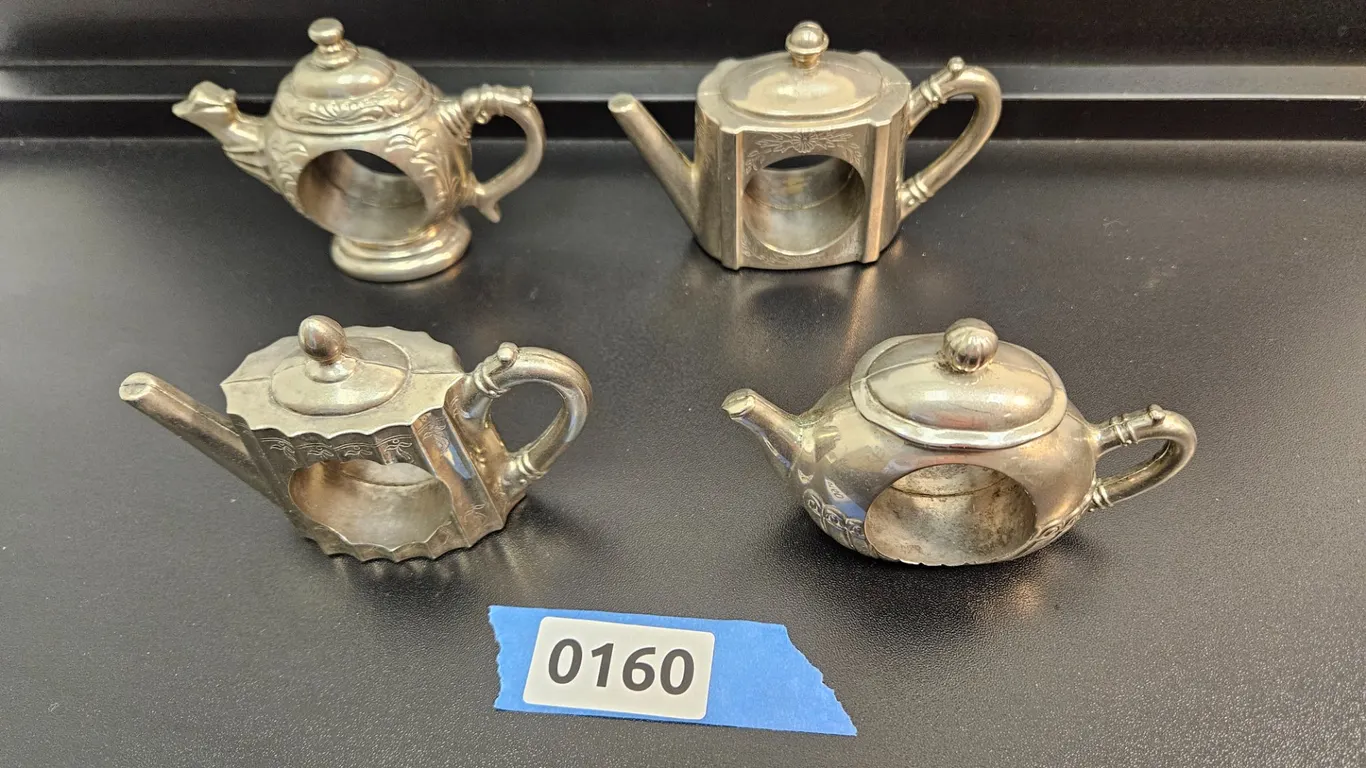 Godinger Silver Plated Teapot Napkin Rings Set of 4