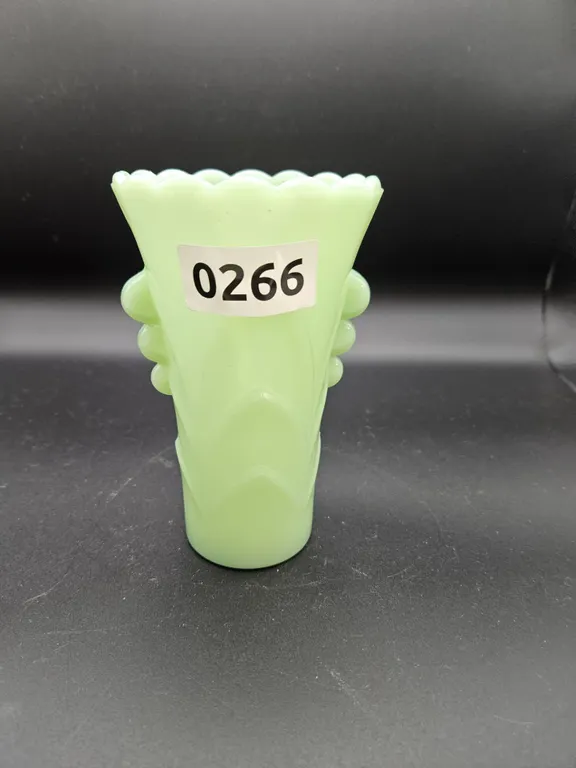 Jadeite Style Scalloped Vase