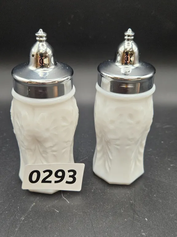 White Milk Glass Salt and Pepper Shakers