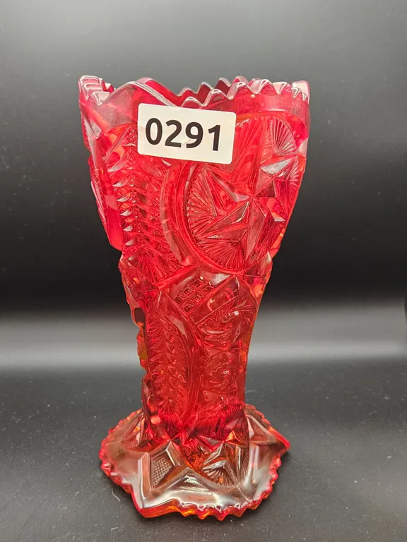 Ruby Red Carnival Glass Vase