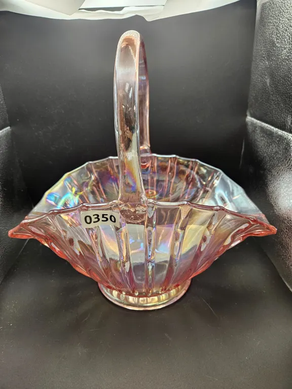 Iridescent Fluted Glass Basket