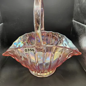 Iridescent Fluted Glass Basket