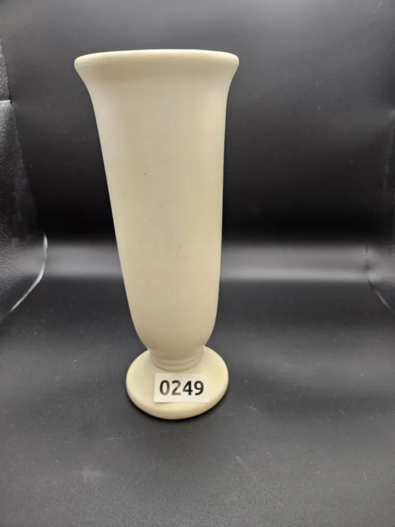 Cream Colored Ceramic Pedestal Vase