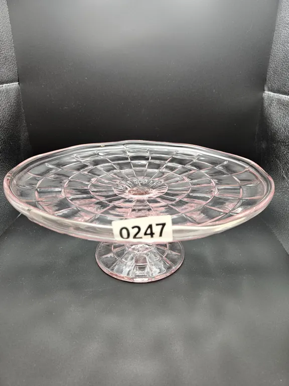 Pink Depression Glass Cake Stand
