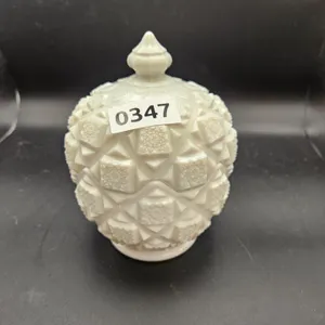 White Milk Glass Lidded Trinket Dish