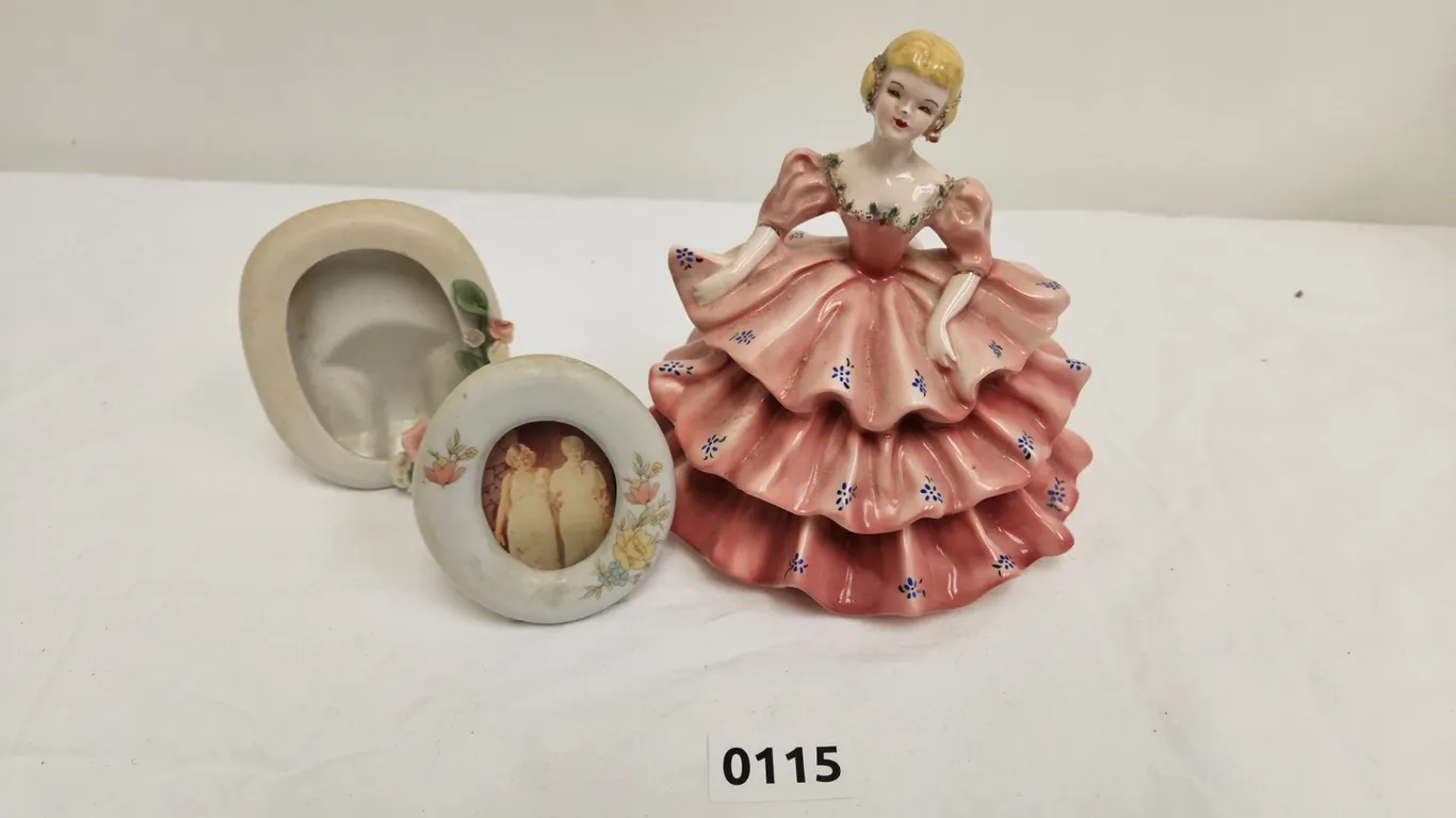 Florence Ceramics Figurine and Two Small Photo Frames