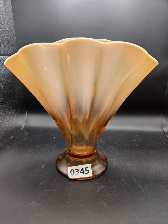 Vintage Amber Opalescent Fan Vase