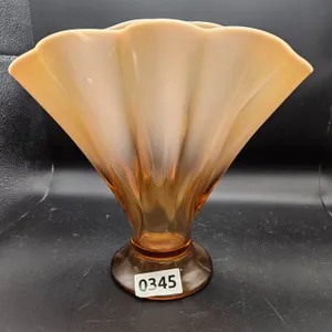 Vintage Amber Opalescent Fan Vase