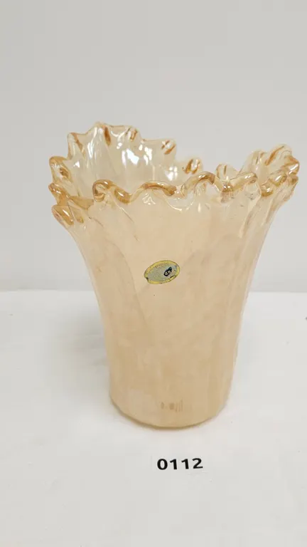 Murano Art Glass Ruffled Edge Vase